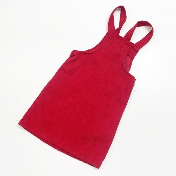 Emma & Elsa little girls red overall dress - Picture 2 of 3